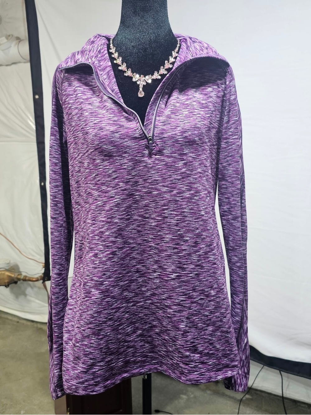 #421 Athleta Purple Space-Dye Half-Zip Pullover Size LT – Long Sleeve Athletic